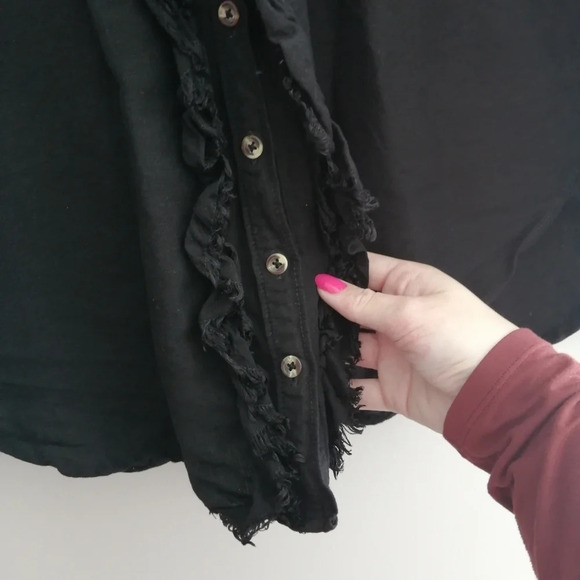 Anthropologie Pilcro Ruffled Placket Linen Blend Button Up Shirt Small - Picture 10 of 16